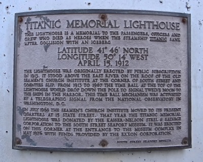 south street seaport titanic lighthouse memorial