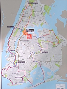 nanhattan century bike ride map with alternative mileage routes